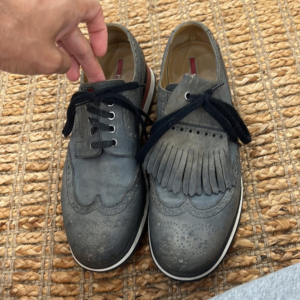 Prada, Vintage Blue, lace up shoes with removable golf tag - Picture 5 of 5